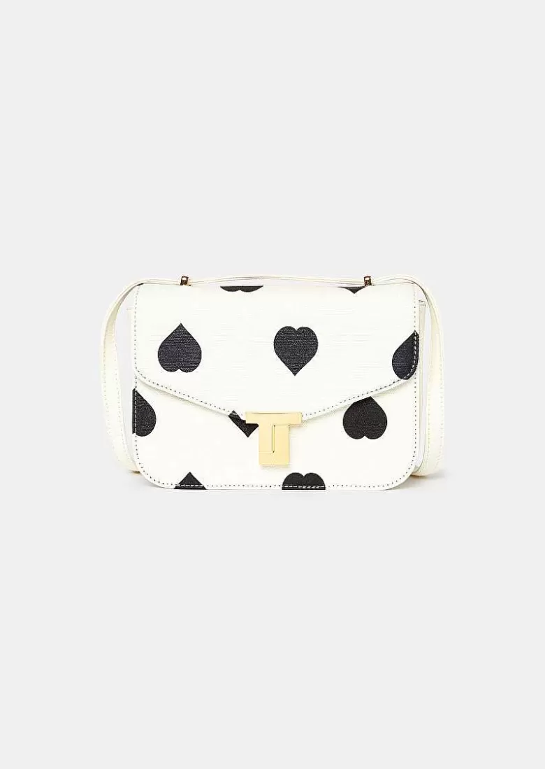 TARA JARMON 8 Bis Ecru With Black Polka Hearts Bag Cheap