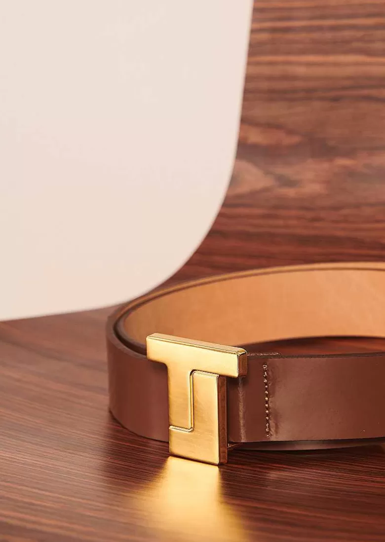 TARA JARMON 8 Bis Taupe Leather Belt Outlet