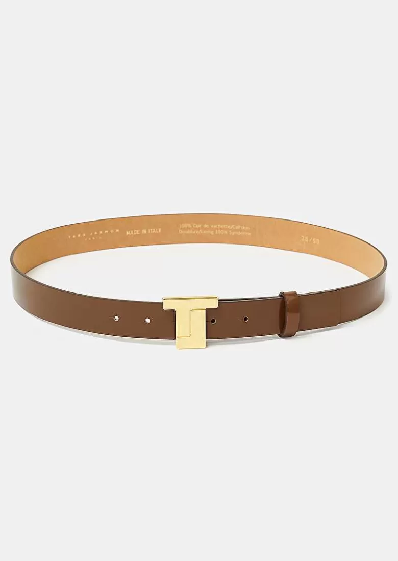 TARA JARMON 8 Bis Taupe Leather Belt Outlet