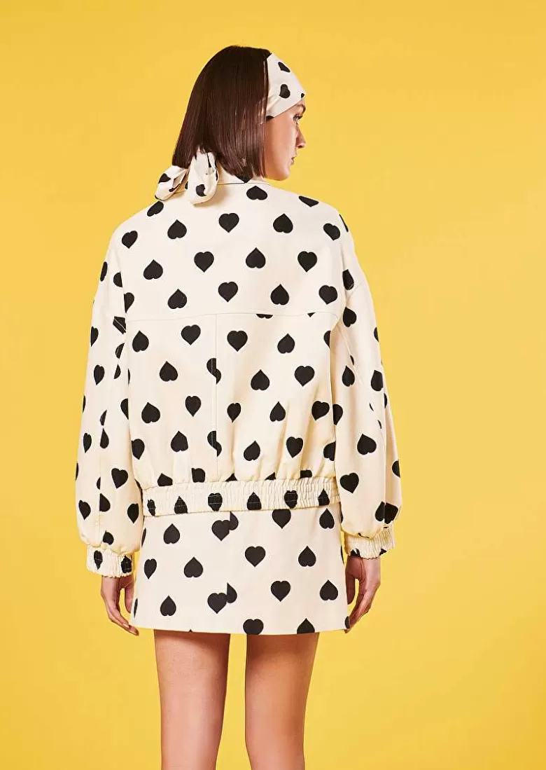 TARA JARMON Bobby Ecru With Black Polka Hearts Jacket Outlet