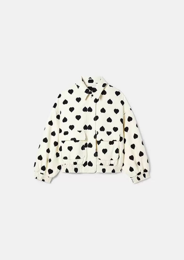 TARA JARMON Bobby Ecru With Black Polka Hearts Jacket Outlet