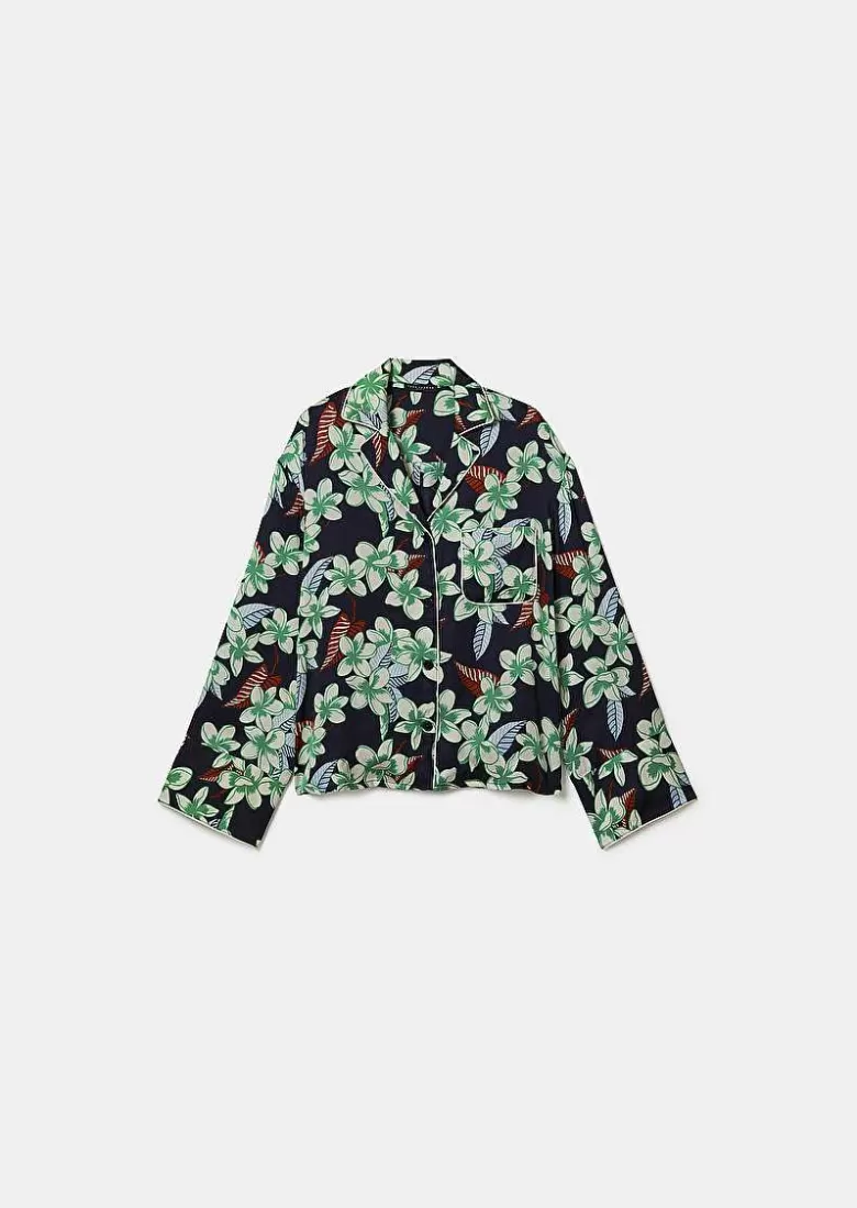 TARA JARMON Calvi Midnight Blue Flower Printed Shirt Online