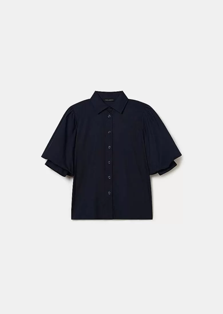 TARA JARMON Calypso Midnight Blue Poplin Shirt Cheap