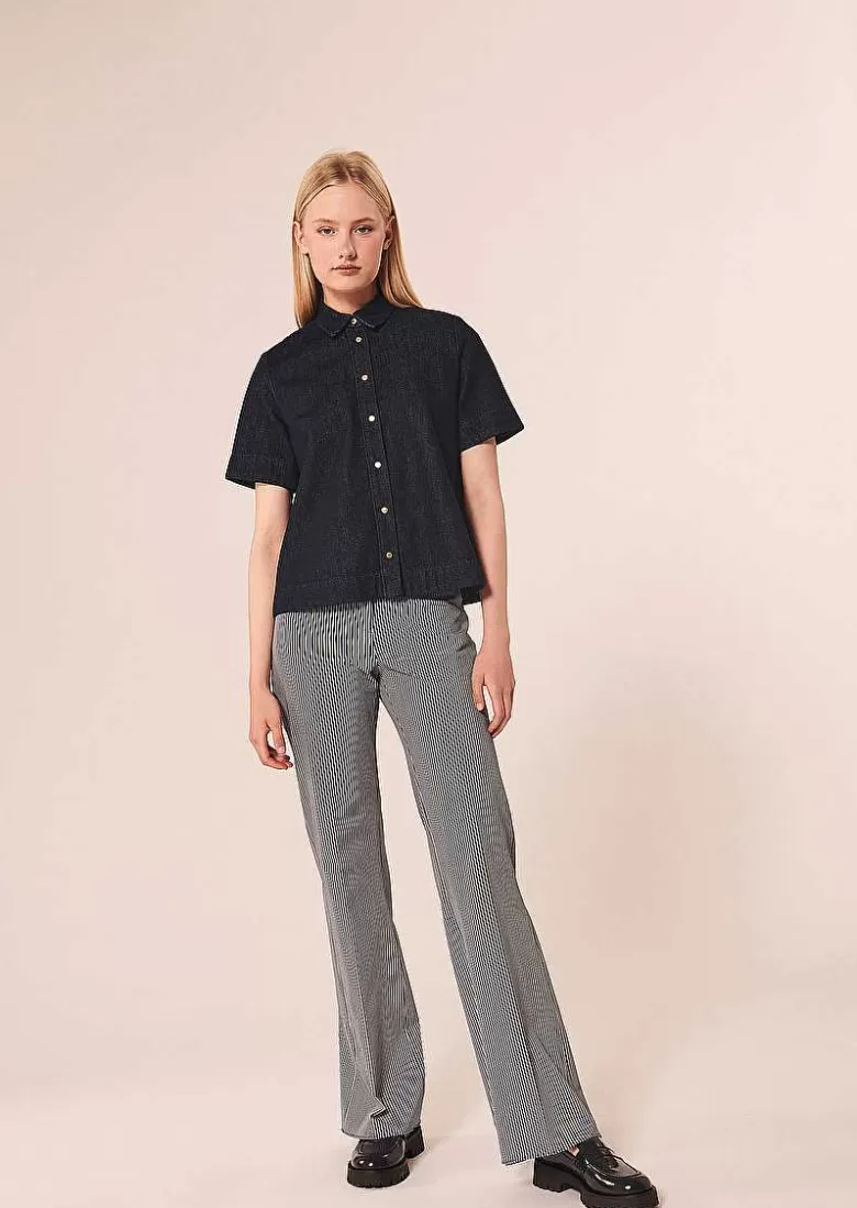 TARA JARMON Camilla Midnight Blue Denim Shirt Hot