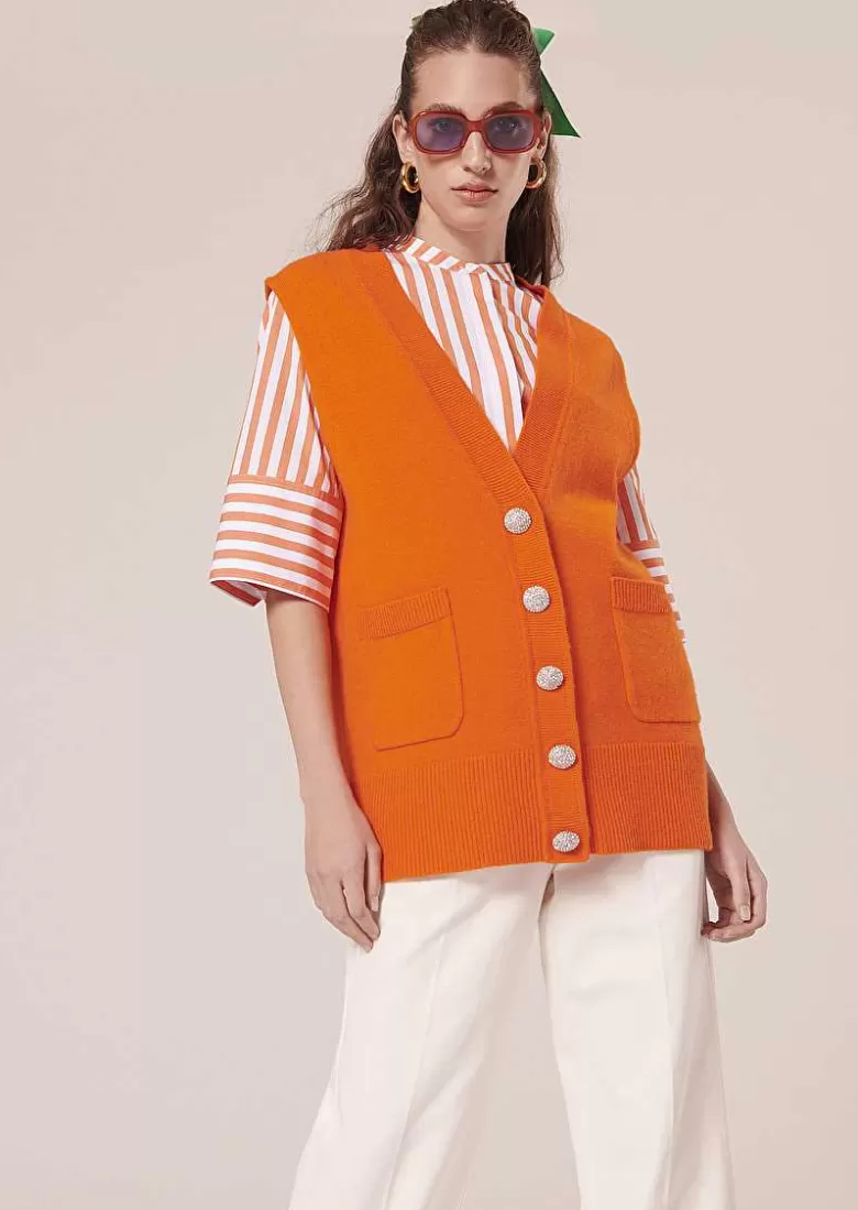 TARA JARMON Camilliana Orange With Stripes Poplin Shirt Shop