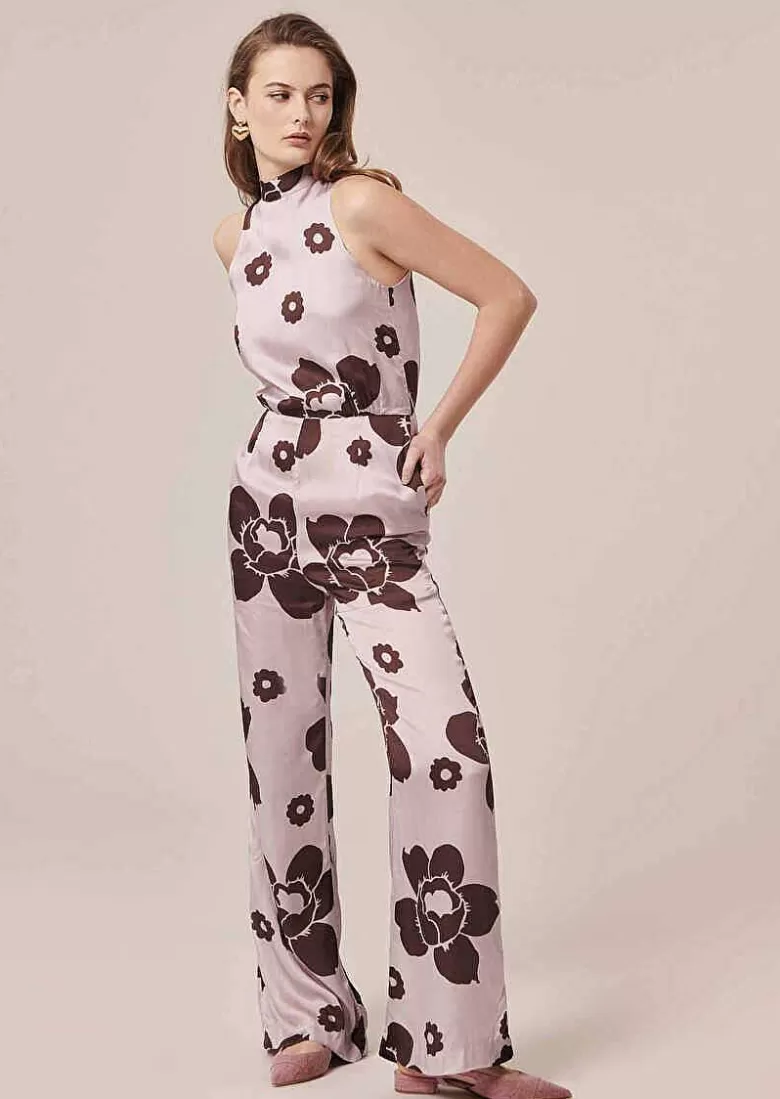 TARA JARMON Cecile Purple Flower Printed Jumpsuit Store