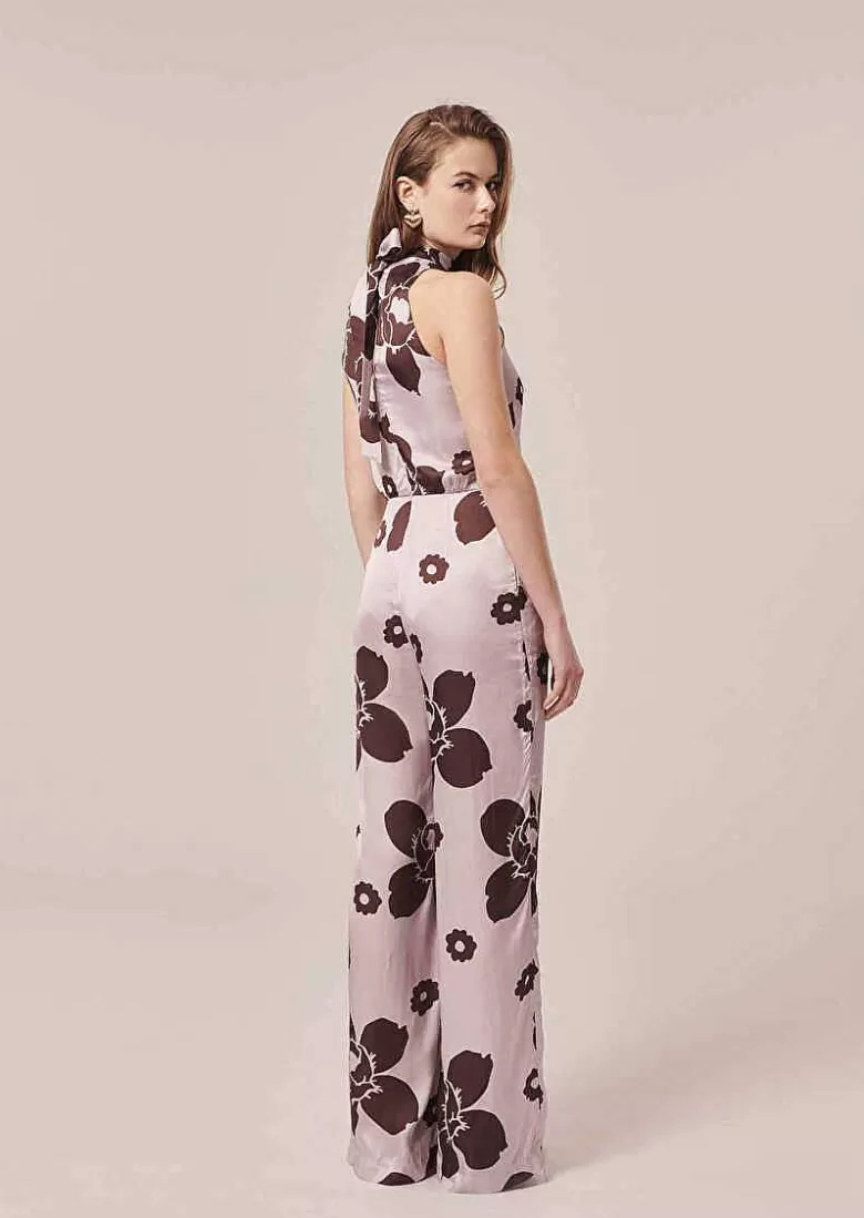 TARA JARMON Cecile Purple Flower Printed Jumpsuit Store