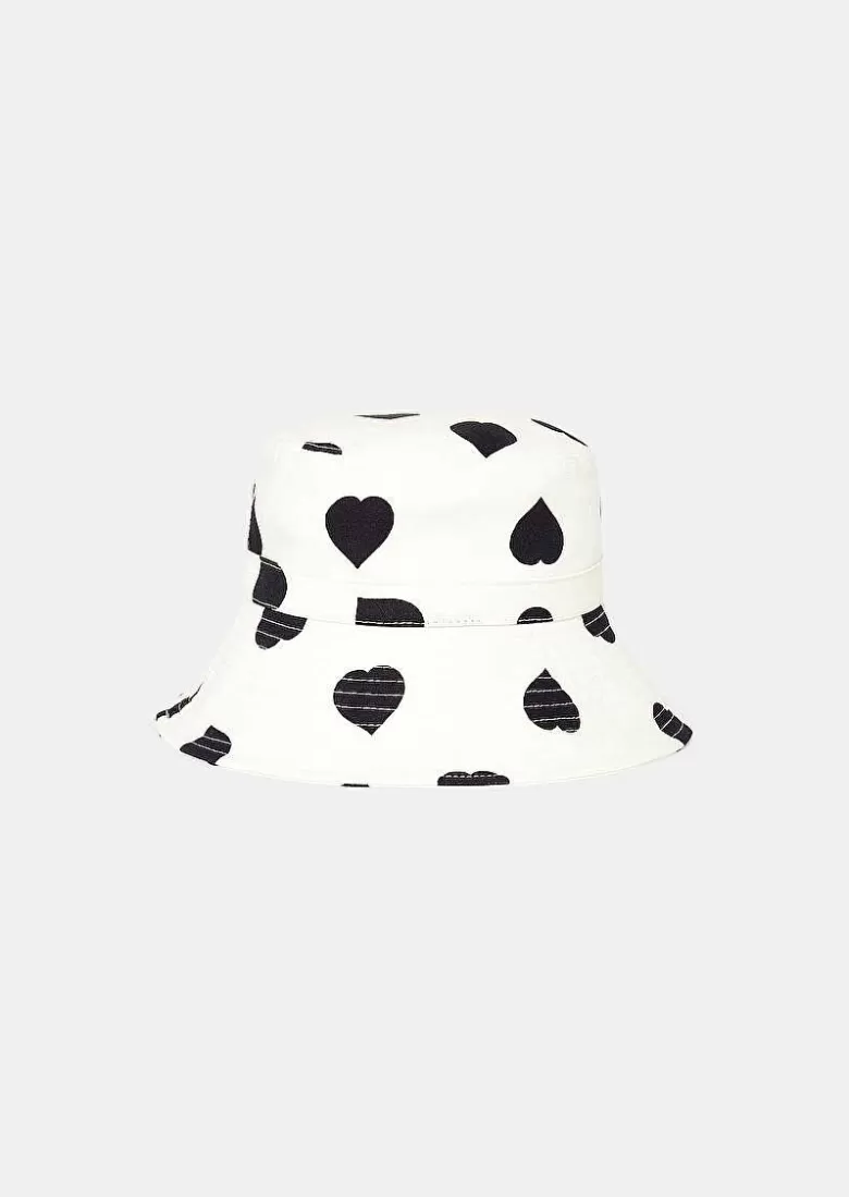 TARA JARMON Chloe Ecru With Black Polka Hearts Hat Outlet