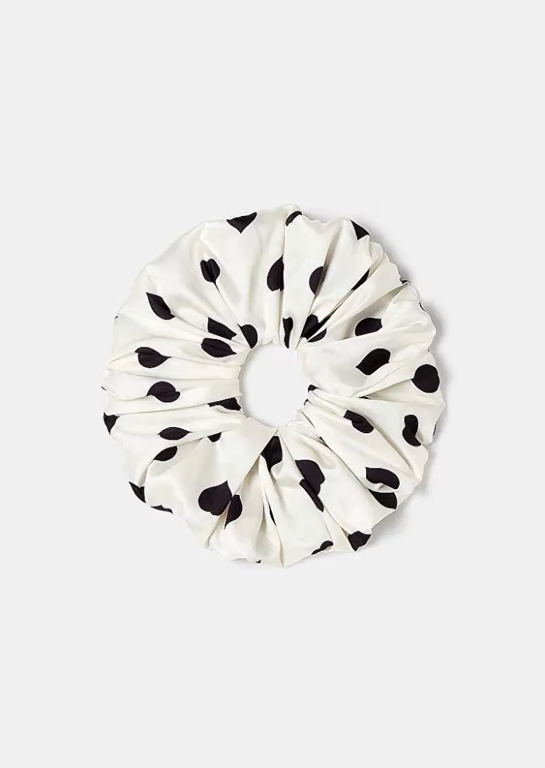 TARA JARMON Chouchou Ecru With Black Polka Hearts Scrunchie Cheap