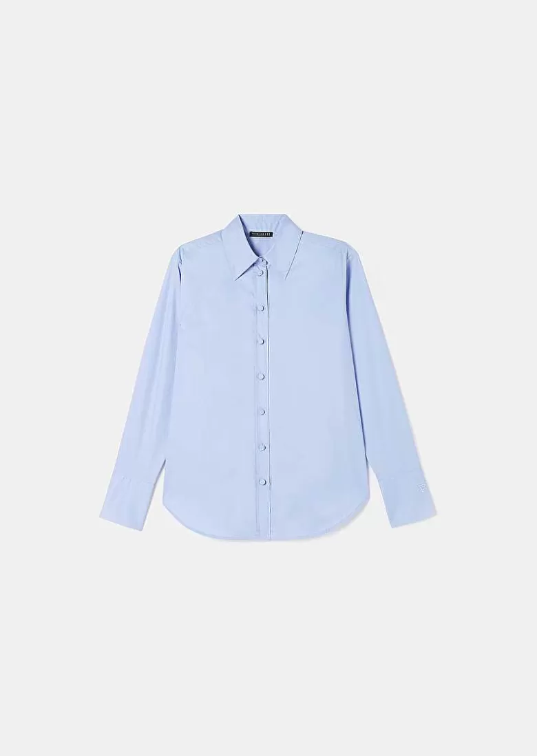 TARA JARMON Clarence Blue Poplin Shirt Cheap