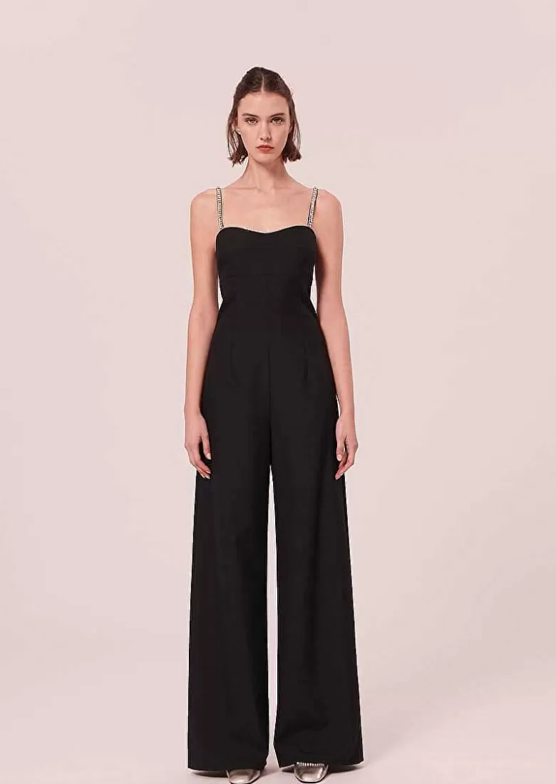 TARA JARMON Clotilde Black Cold Wool Jumpsuit Discount