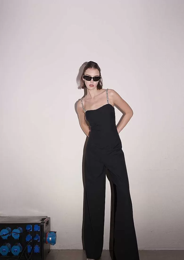 TARA JARMON Clotilde Black Cold Wool Jumpsuit Discount