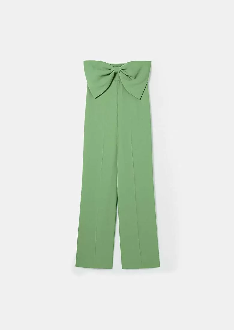 TARA JARMON Coeur Green Crepe Jumpsuit Shop