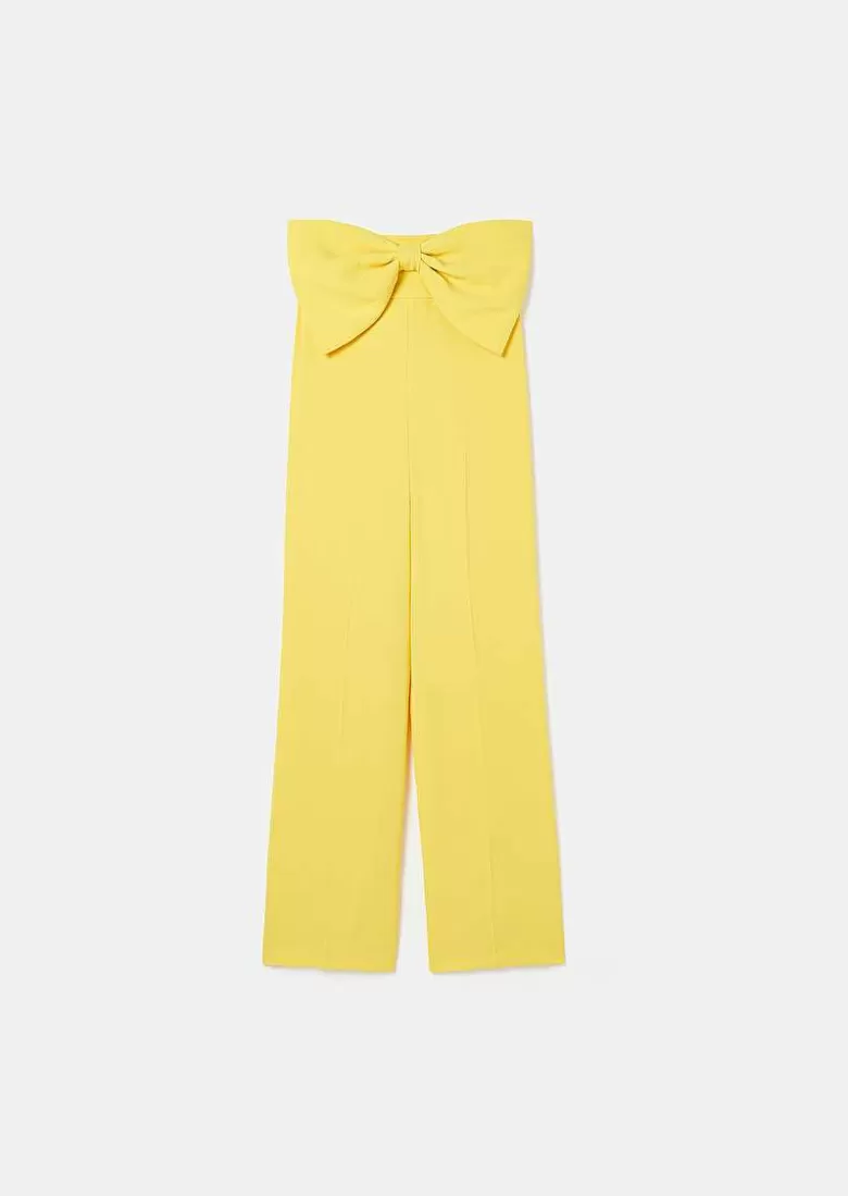 TARA JARMON Coeur Yellow Crepe Jumpsuit Best Sale