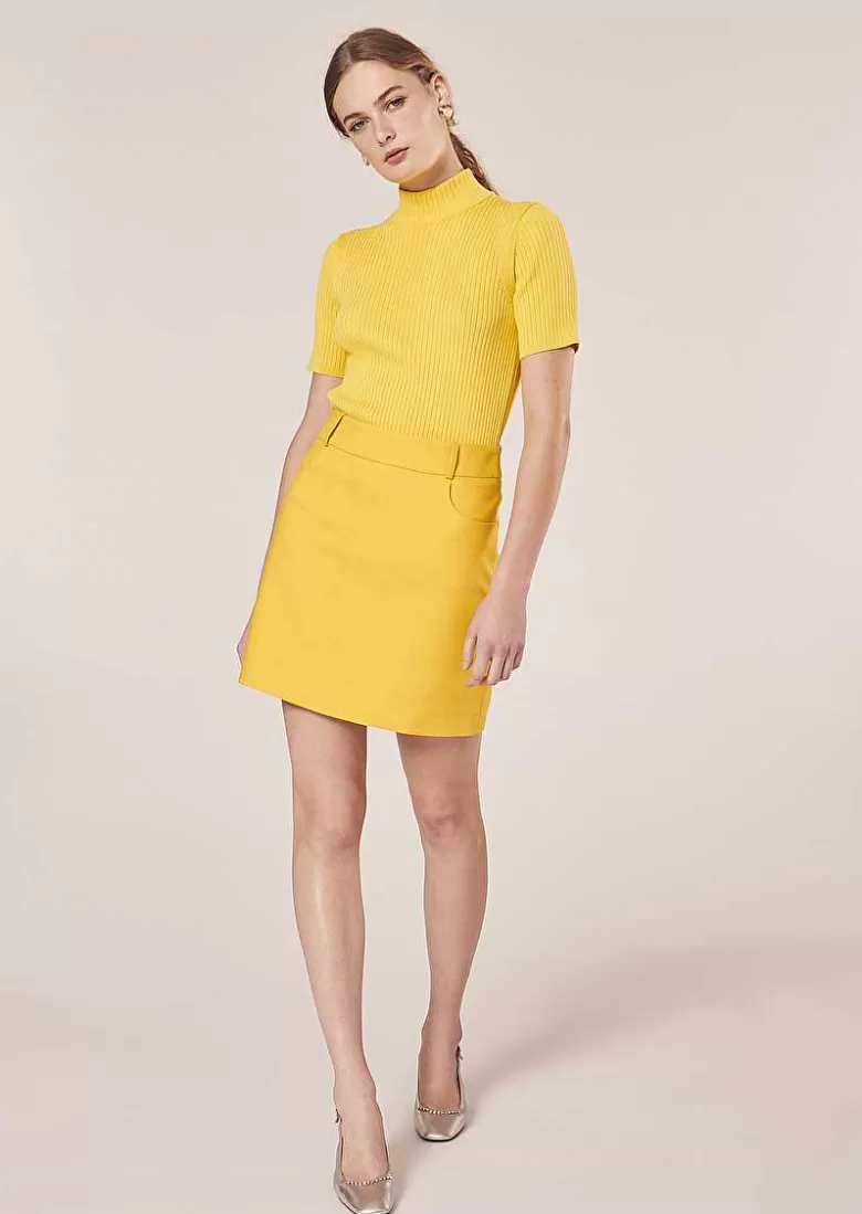 TARA JARMON Janice Yellow Short Skirt Best Sale