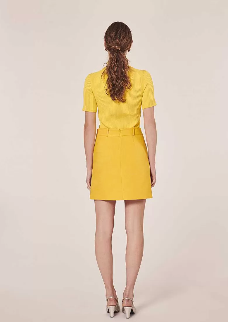 TARA JARMON Janice Yellow Short Skirt Best Sale