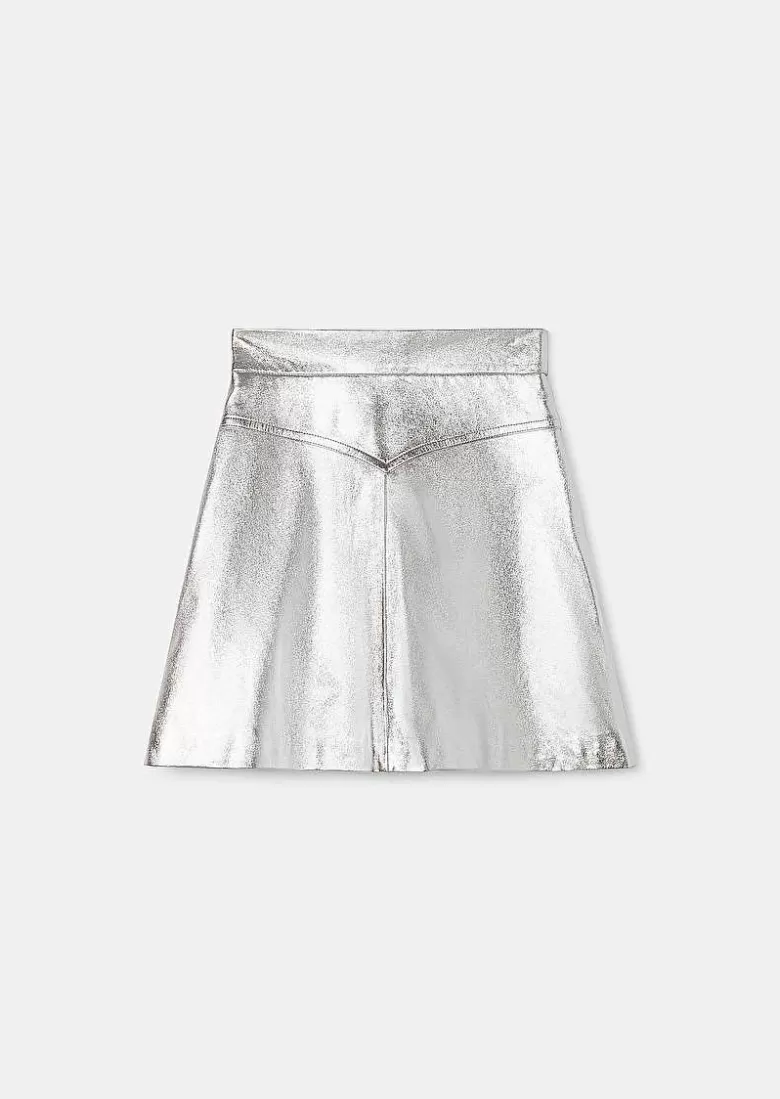 TARA JARMON Jasmin Silver Leather Skirt Best