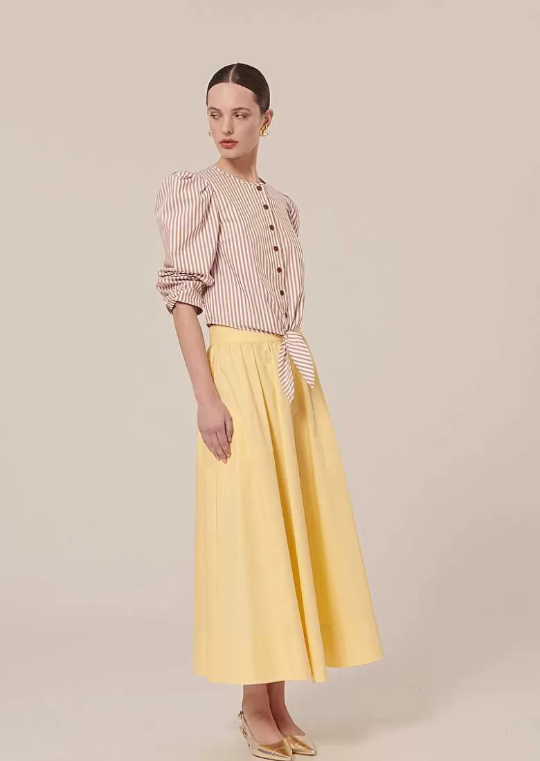 TARA JARMON Jelato Yellow Crisp Poplin Skirt Discount