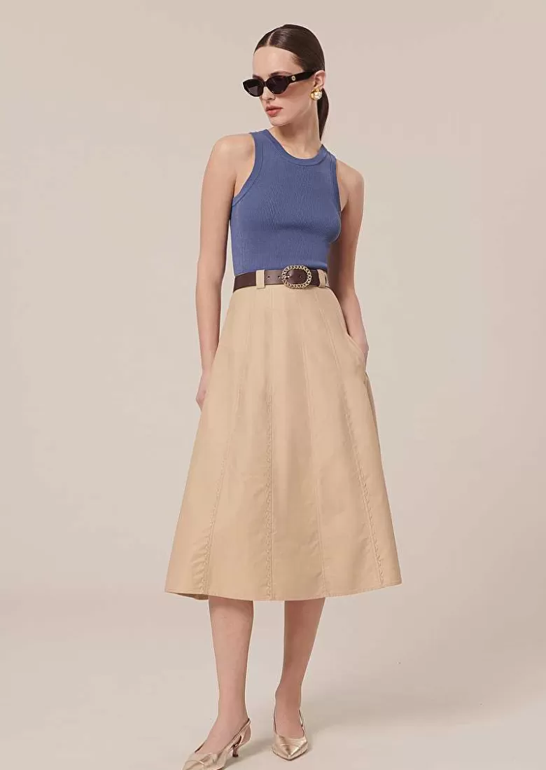 TARA JARMON Jil Beige Cotton Skirt Best