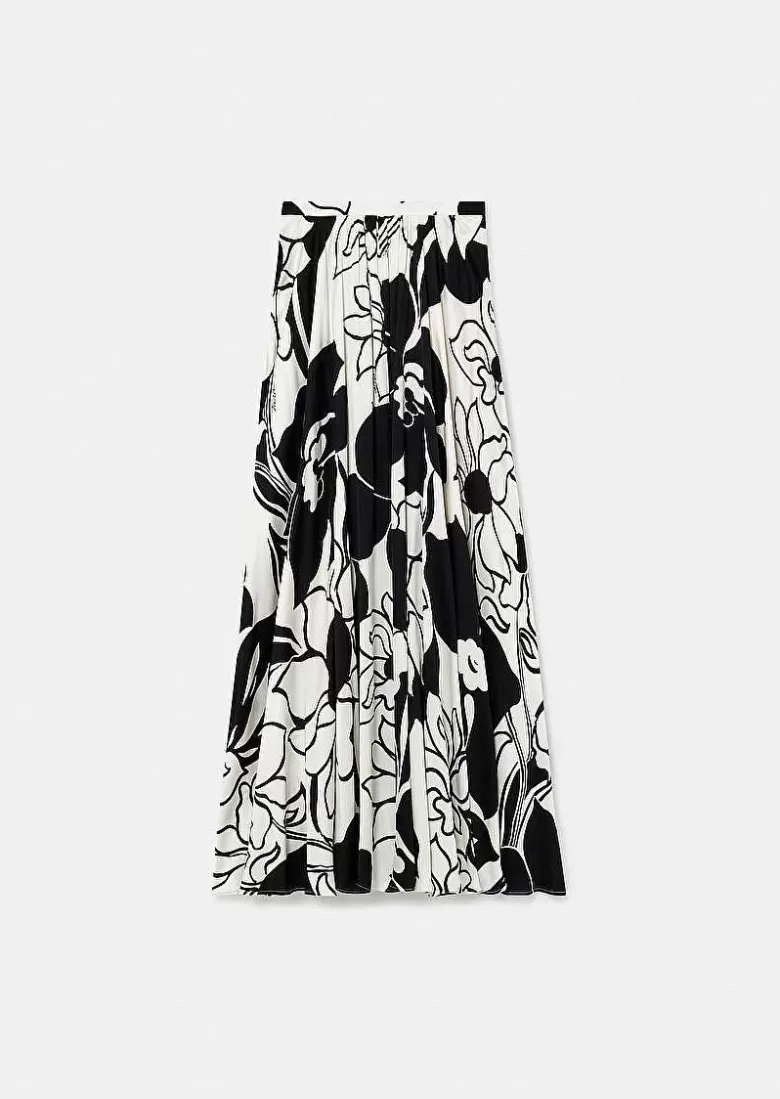 TARA JARMON Joya Ecru With Black Flowers Skirt Best Sale