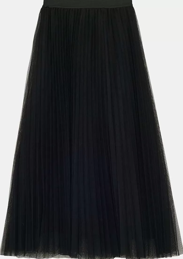 TARA JARMON Juillet Black Pleated Tulle Skirt Clearance