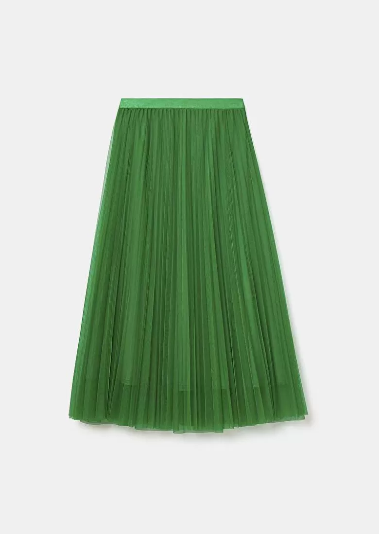 TARA JARMON Juillet Green Pleated Tulle Skirt Best