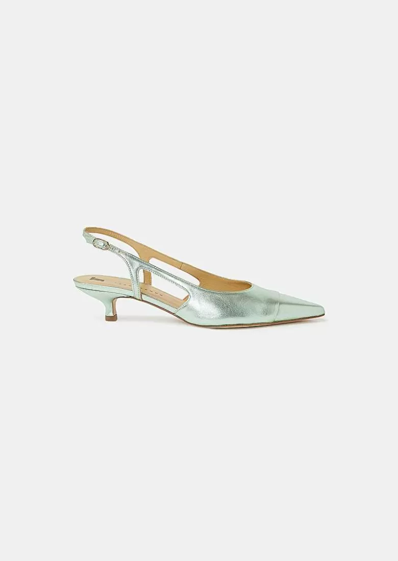 TARA JARMON Kaia Green Metallic Leather Shoes Cheap