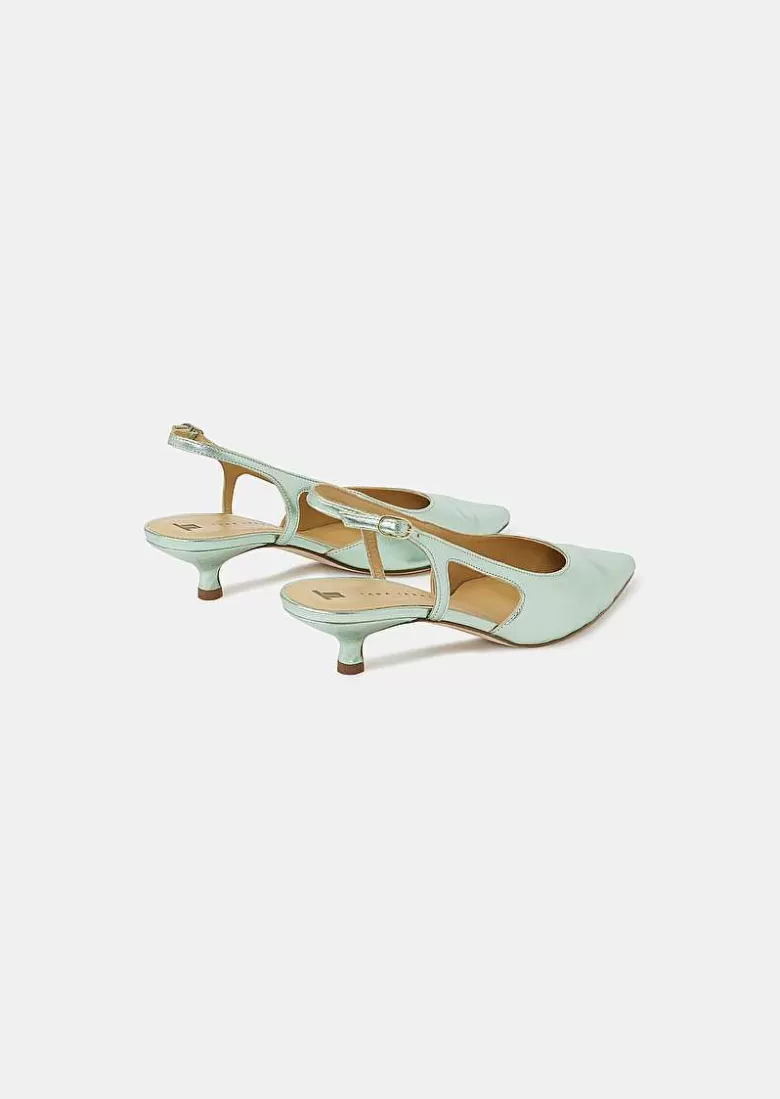 TARA JARMON Kaia Green Metallic Leather Shoes Cheap