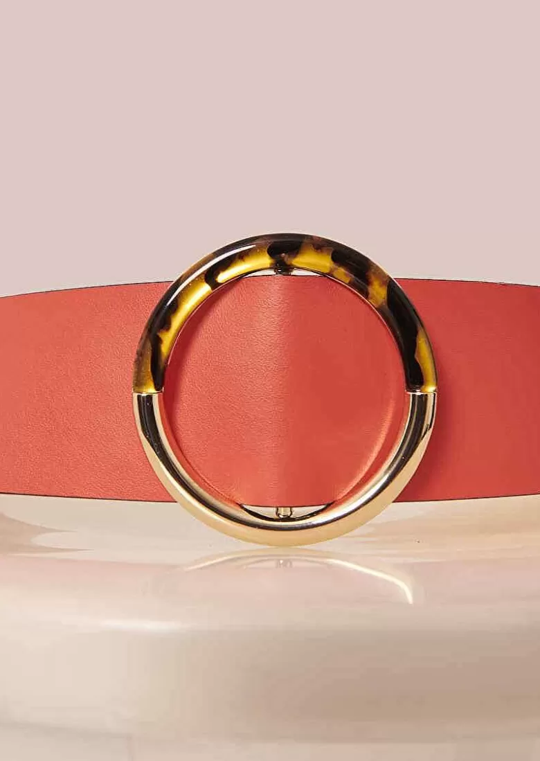 TARA JARMON Lauren Coral Leather Belt Hot