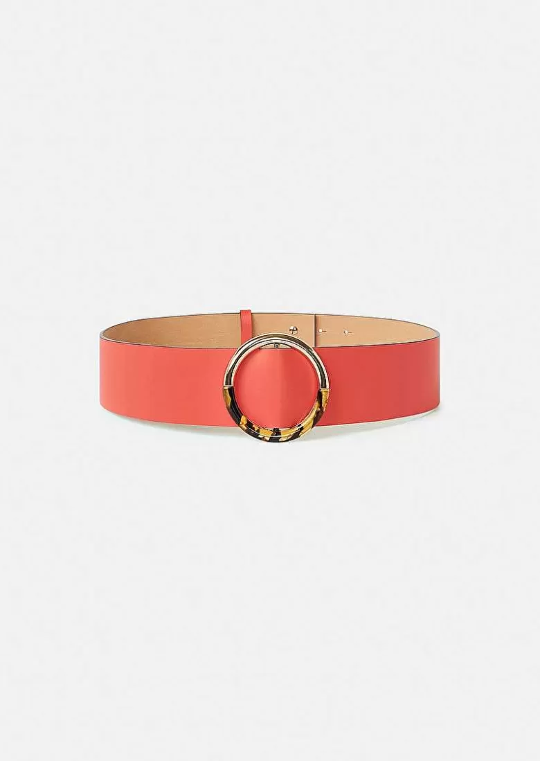 TARA JARMON Lauren Coral Leather Belt Hot