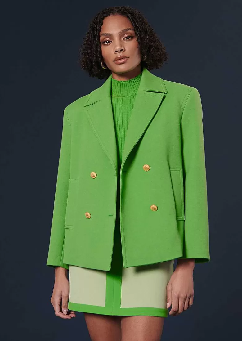 TARA JARMON Marcello Green Double Cotton Coat Cheap