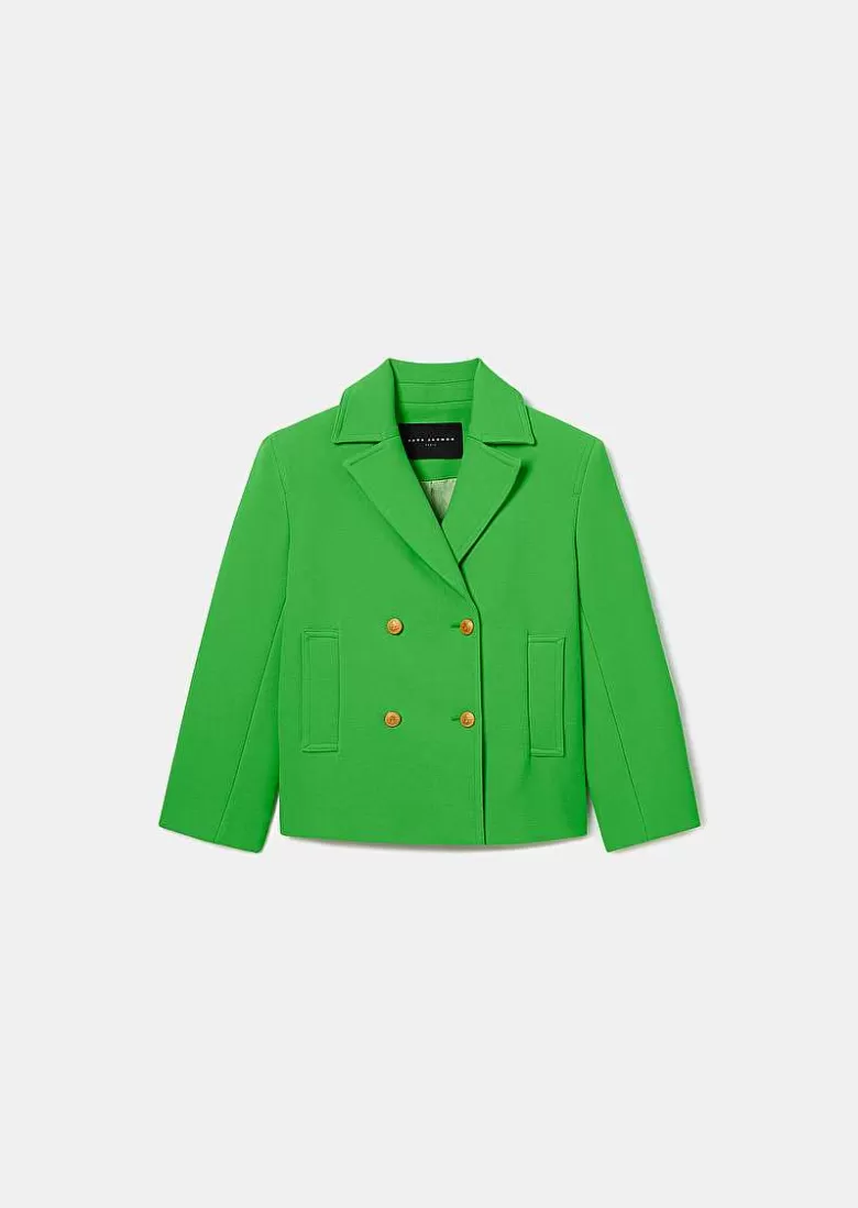 TARA JARMON Marcello Green Double Cotton Coat Cheap