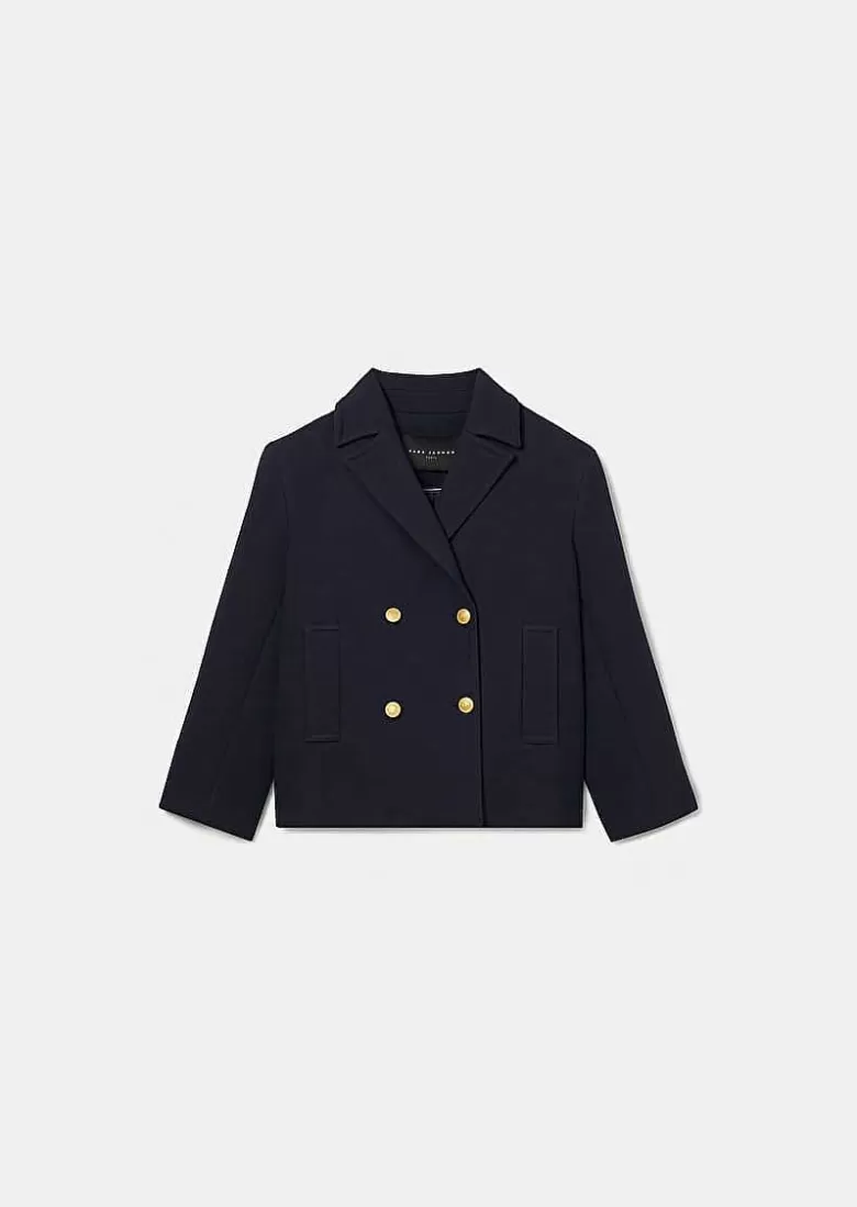 TARA JARMON Marcello Midnight Blue Double Cotton Coat Hot