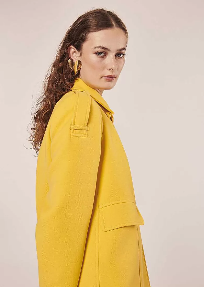 TARA JARMON Marnie Yellow Double Cotton Coat Sale