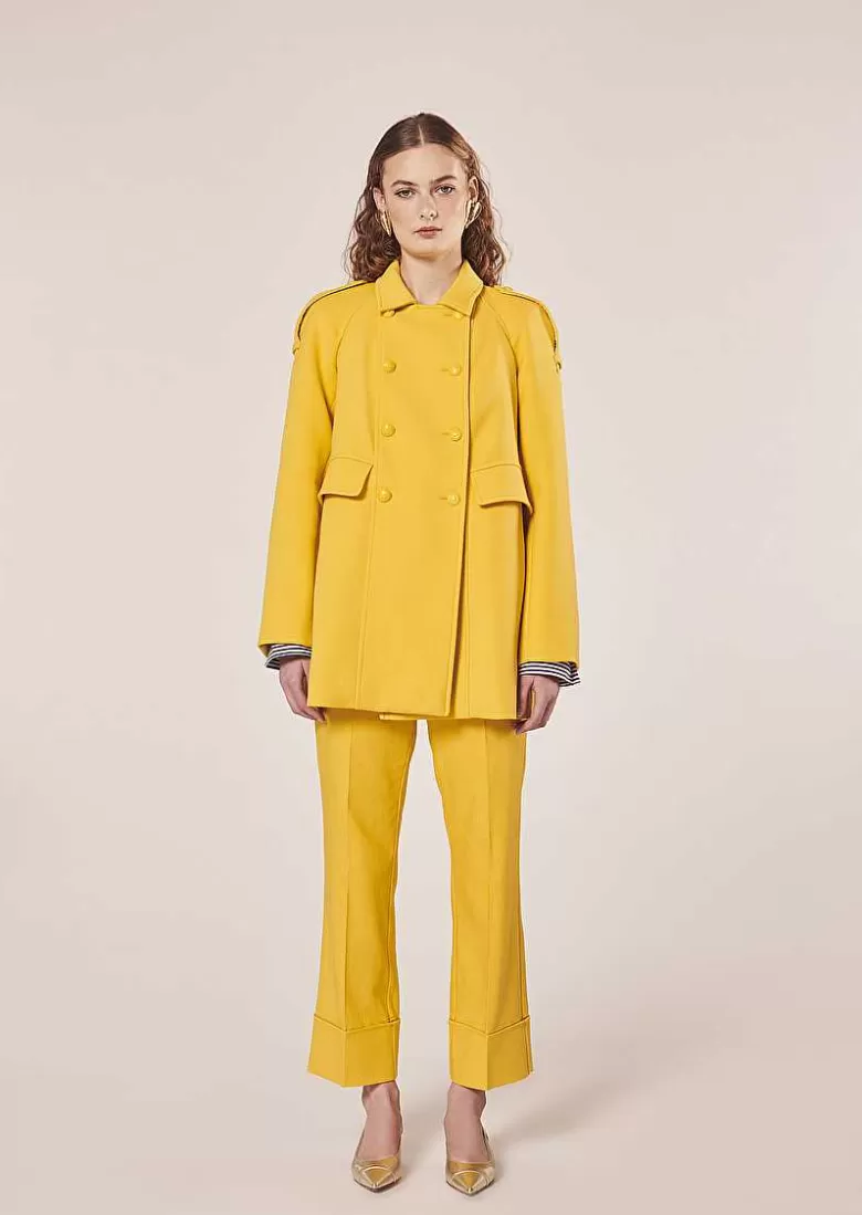 TARA JARMON Marnie Yellow Double Cotton Coat Sale