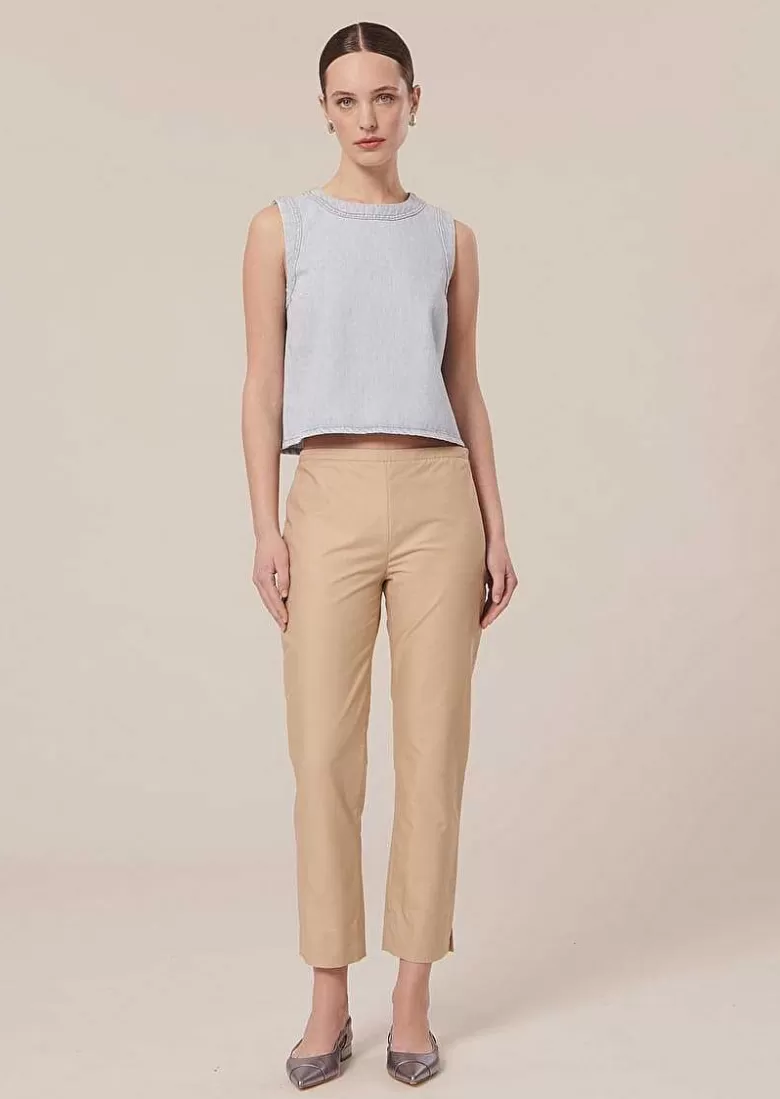 TARA JARMON Pablo Beige Cotton Pants Discount