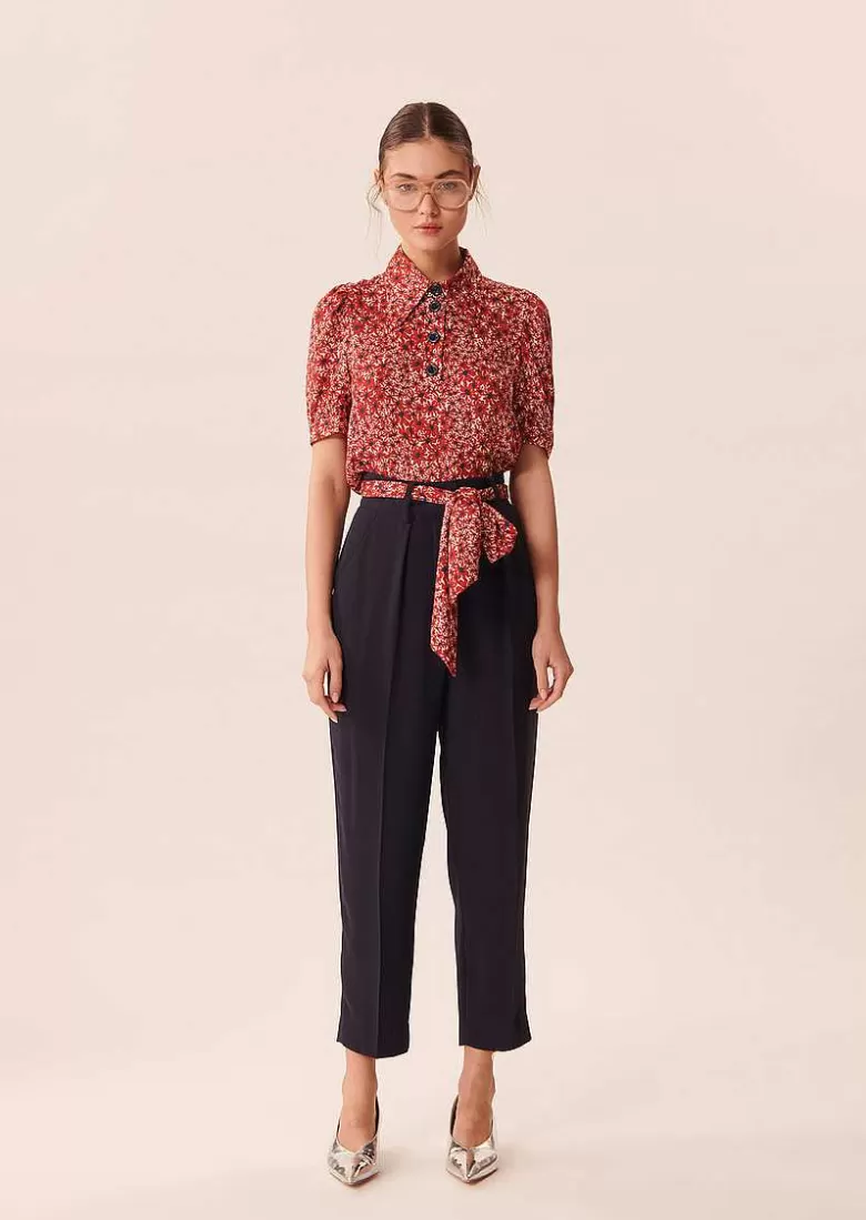 TARA JARMON Paga Midnight Blue Crepe Trousers Best