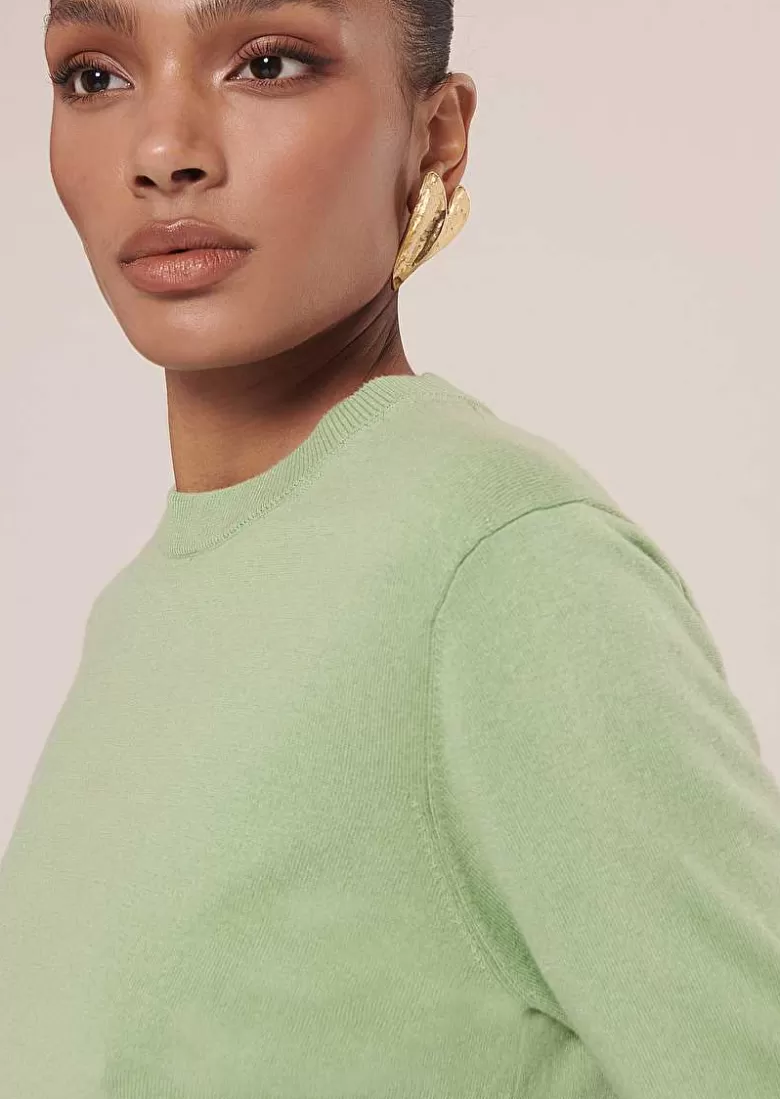 TARA JARMON Paoline Green Cotton And Wool Sweater Cheap