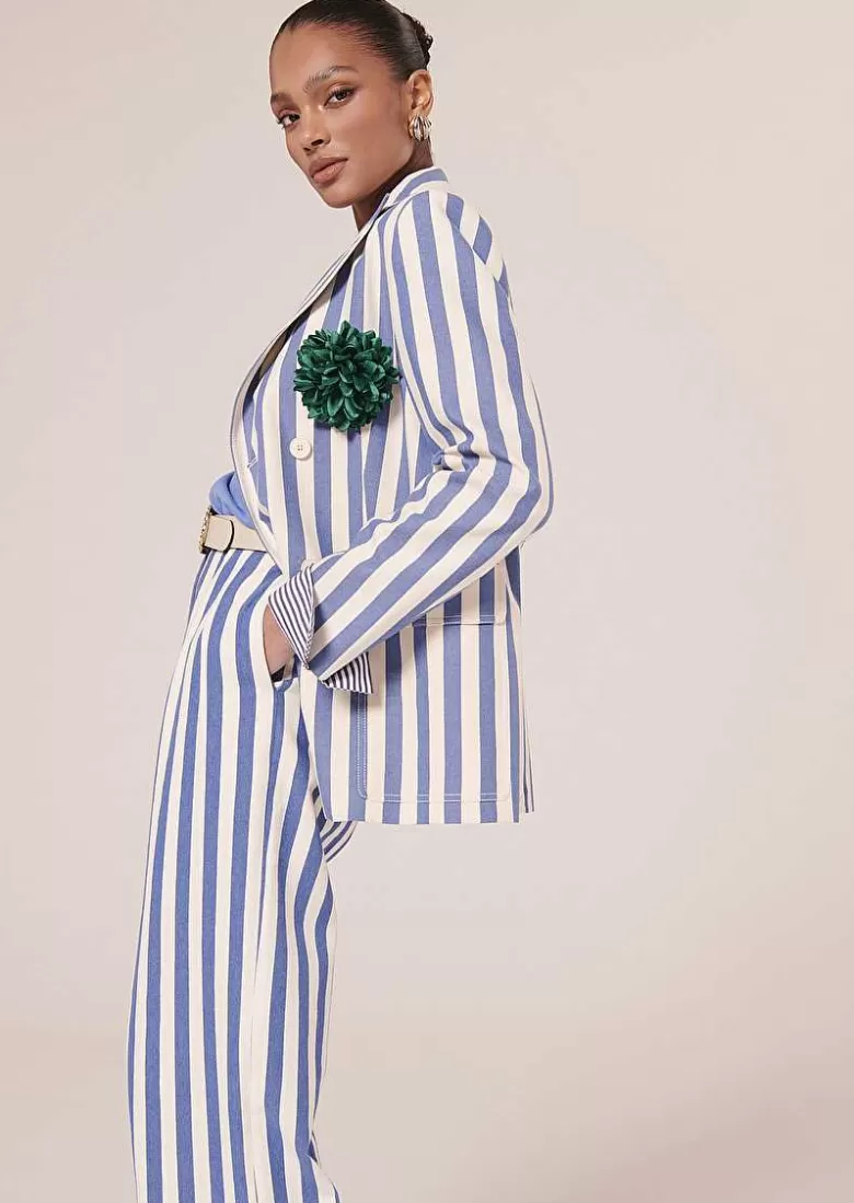 TARA JARMON Parigi Blue Striped Pants Fashion