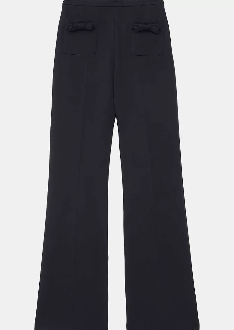 TARA JARMON Perlita Midnight Blue Double Cloth Pants Fashion