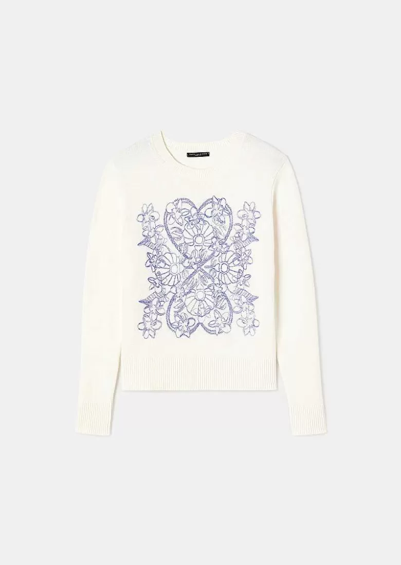 TARA JARMON Philae Ecru Cotton And Wool Sweater Store