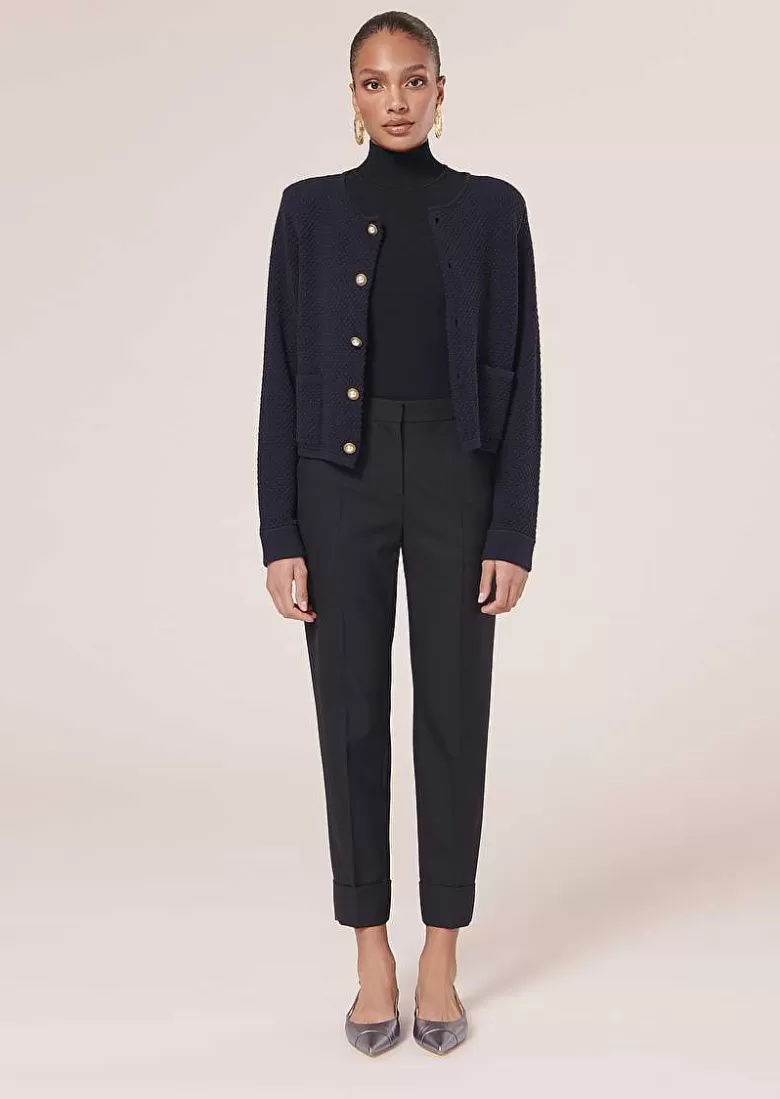 TARA JARMON Philippa Midnight Blue Cold Wool Pants Outlet