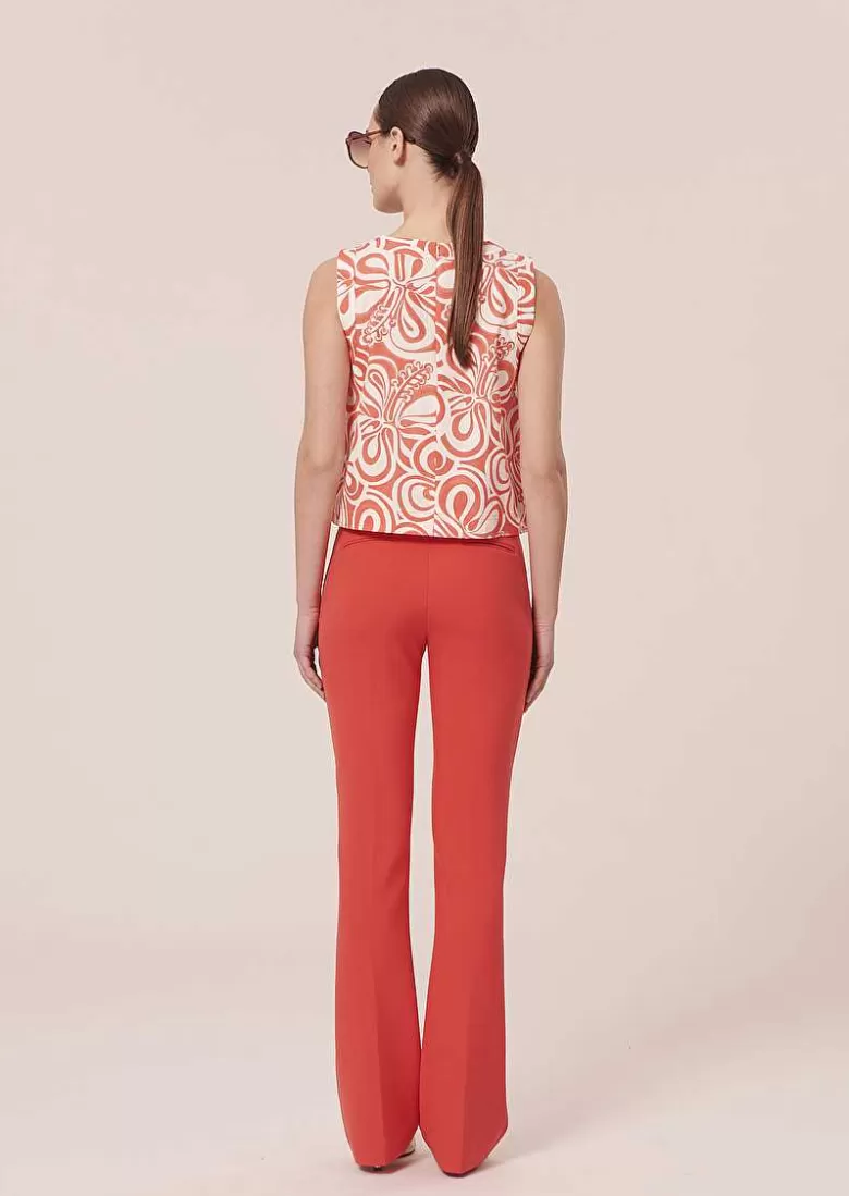 TARA JARMON Phoenix Coral Double Canvas Pants Flash Sale