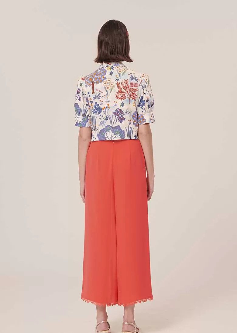 TARA JARMON Positive Coral Crepe Pants Sale