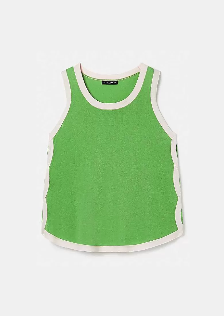 TARA JARMON Prentiss Green Cotton Top Flash Sale