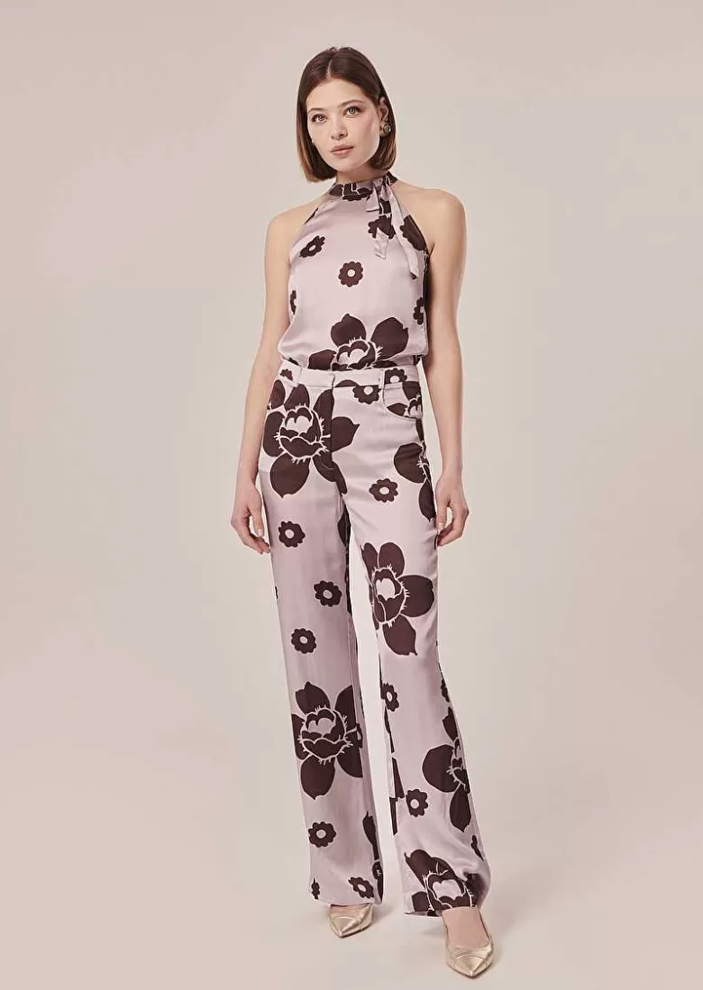 TARA JARMON Prosper Purple Flower Printed Pants Hot