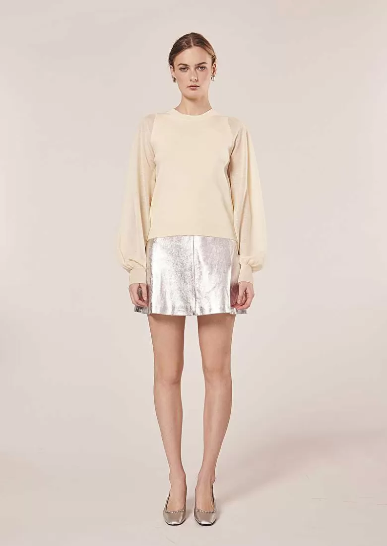 TARA JARMON Prune Ecru Sweater In Tencel Wool Online