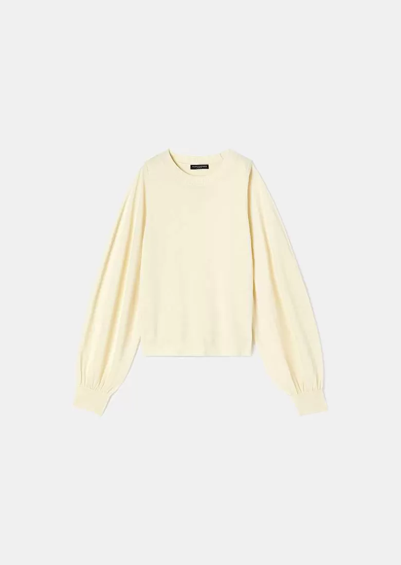 TARA JARMON Prune Ecru Sweater In Tencel Wool Online