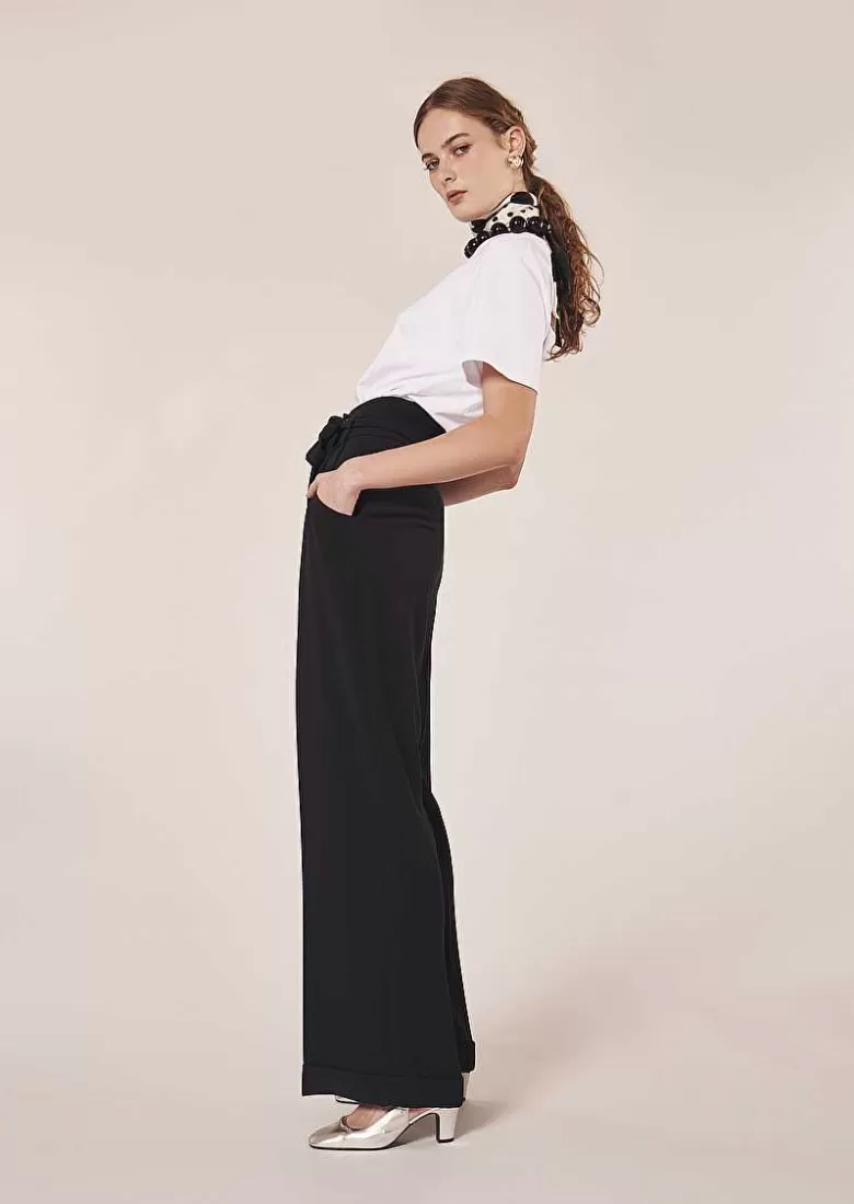 TARA JARMON Pyla Black Crepe Pants New