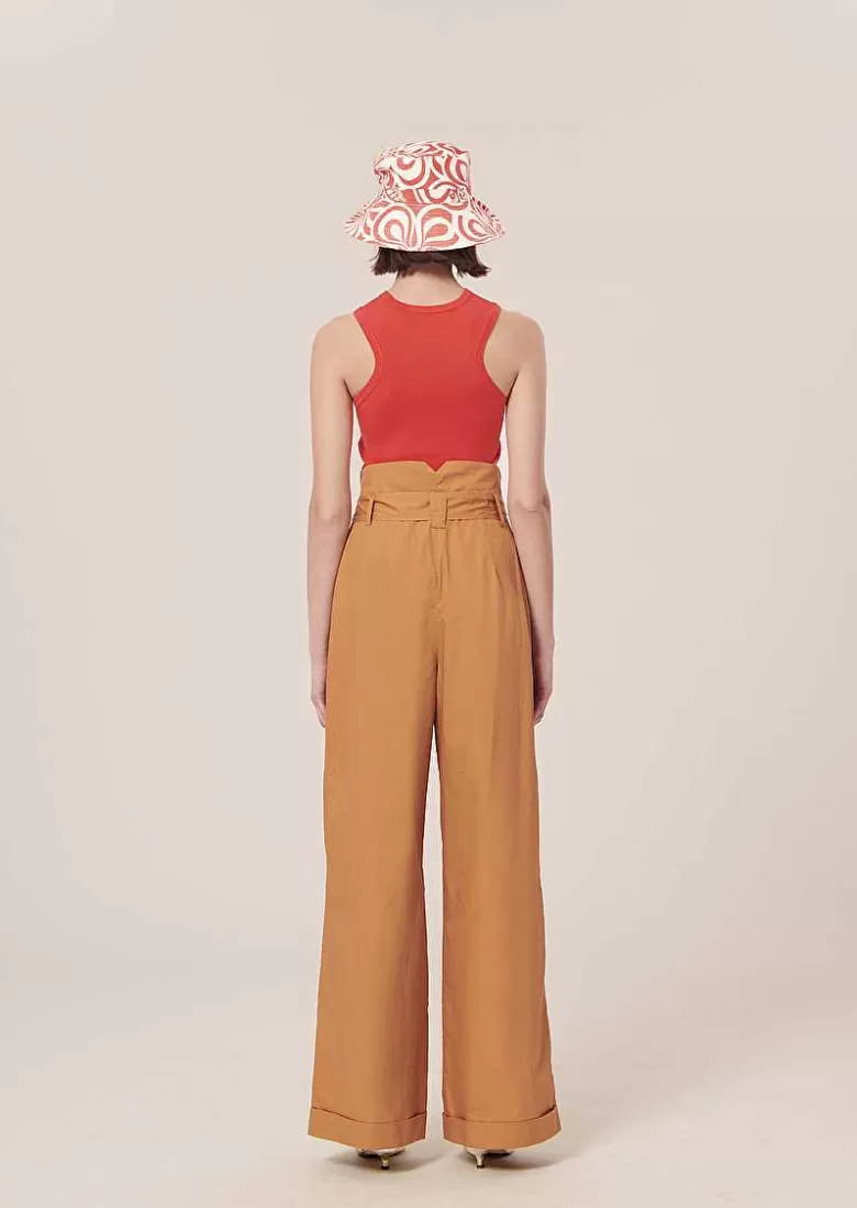 TARA JARMON Pyla Brown Poplin Pants Store